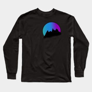 Mountains Gradient Sky Sticker Long Sleeve T-Shirt